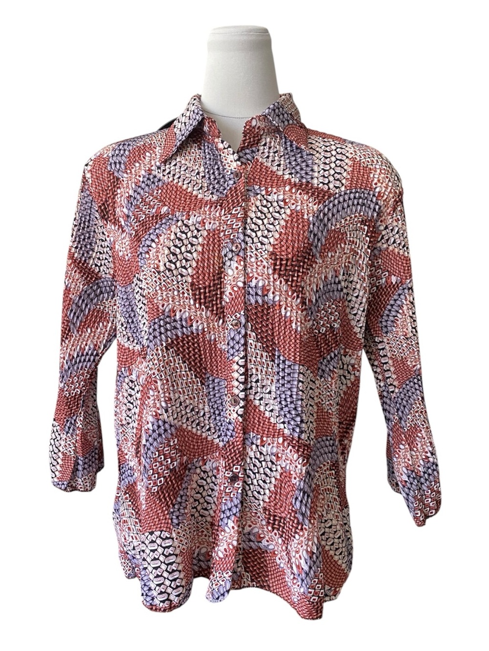 Vintage Casa Donna Linen Blend Abstract Top